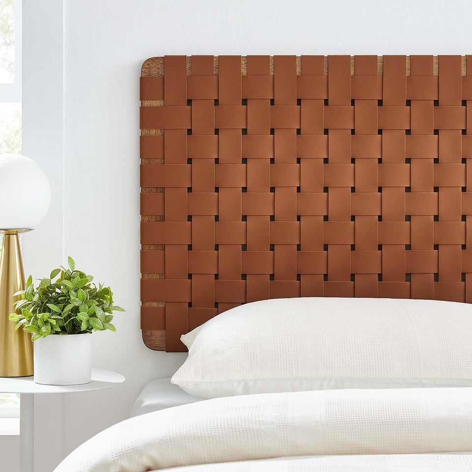 Sparta Weave Wall-Mount Vegan Leather Twin Headboard by Modway