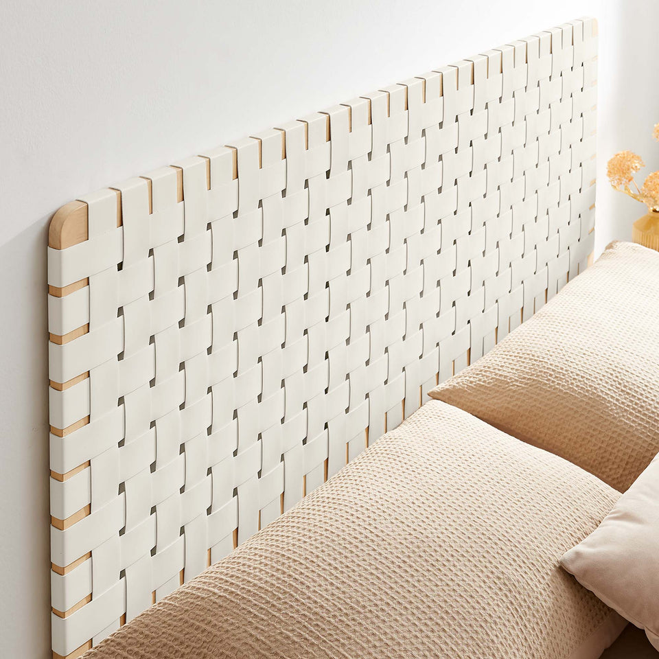 Sparta Weave Wall-Mount Vegan Leather Queen Headboard by Modway
