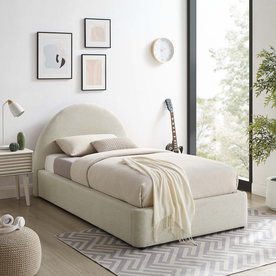 Resort Upholstered Fabric Arched Round Twin Platform Bed by Modway