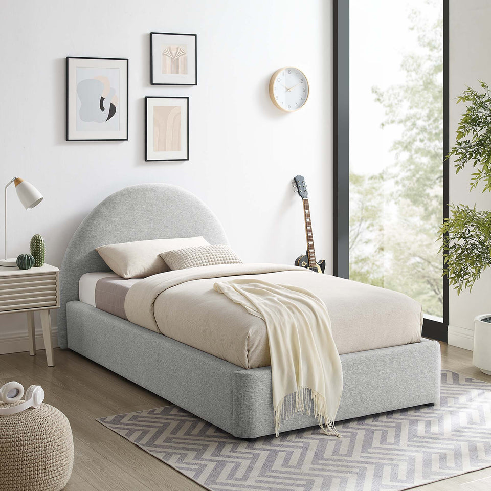 Resort Upholstered Fabric Arched Round Twin Platform Bed by Modway