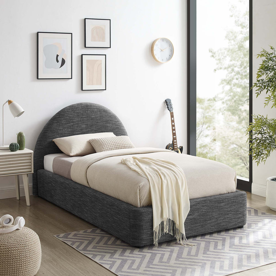 Resort Upholstered Fabric Arched Round Twin Platform Bed by Modway