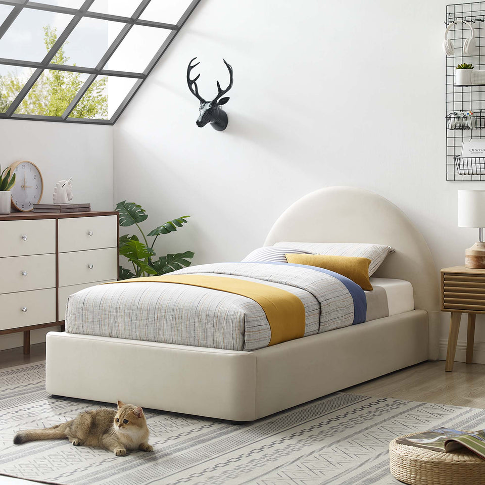 Resort Performance Velvet Arched Round Twin Platform Bed by Modway
