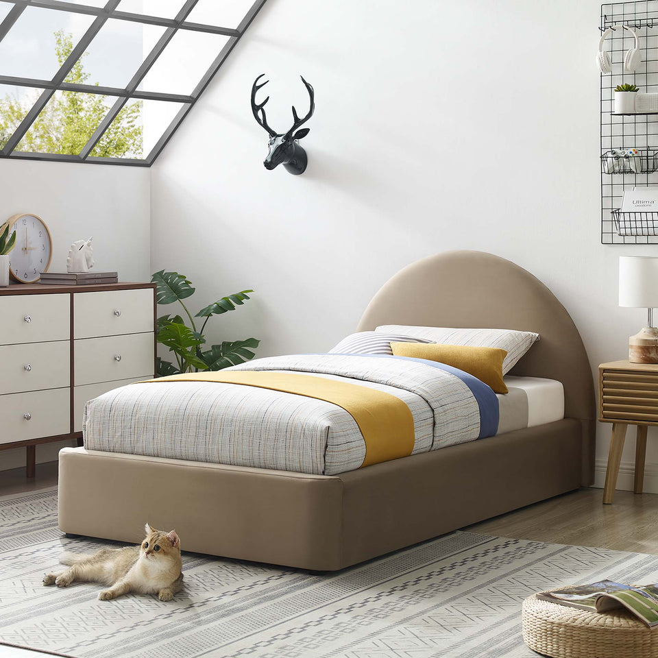 Resort Performance Velvet Arched Round Twin Platform Bed by Modway