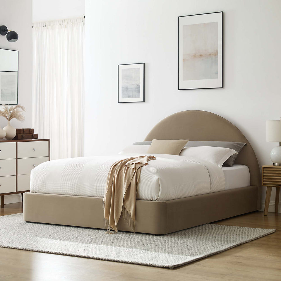 Resort Performance Velvet Arched Round Full Platform Bed by Modway