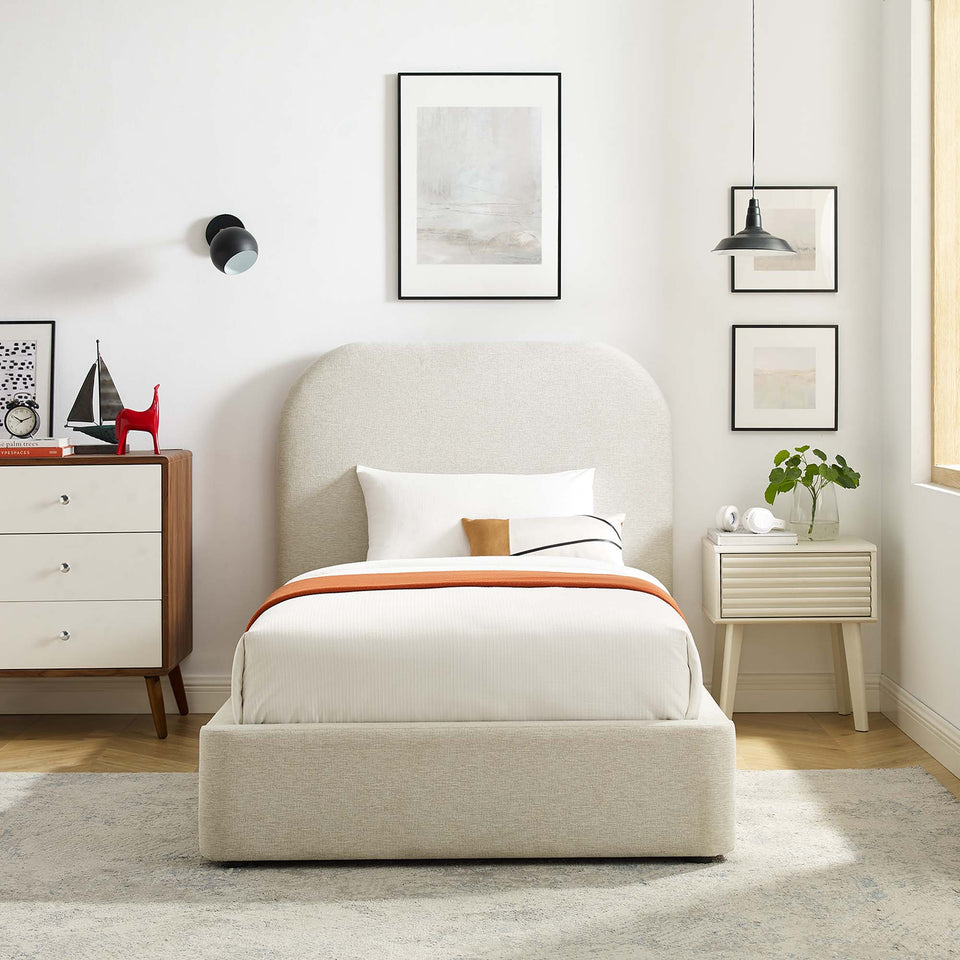 Keynote Upholstered Fabric Curved Twin Platform Bed by Modway
