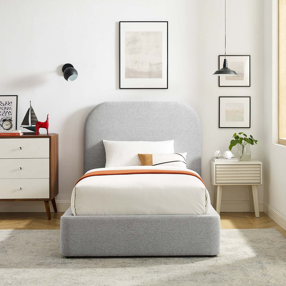Keynote Upholstered Fabric Curved Twin Platform Bed by Modway