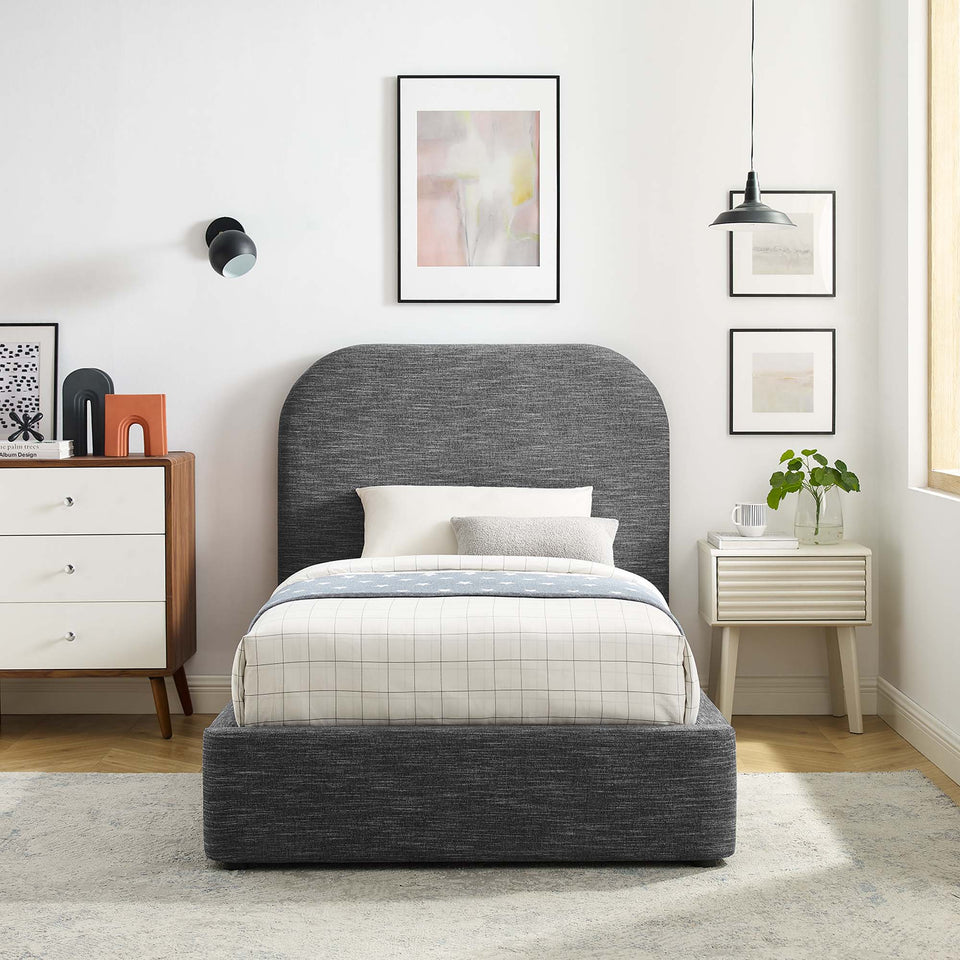 Keynote Upholstered Fabric Curved Twin Platform Bed by Modway