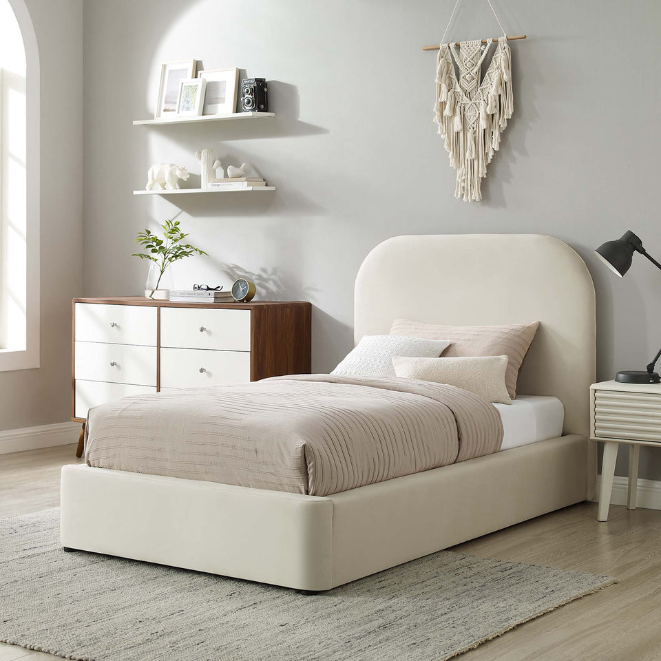 Keynote Performance Velvet Curved Twin Platform Bed by Modway