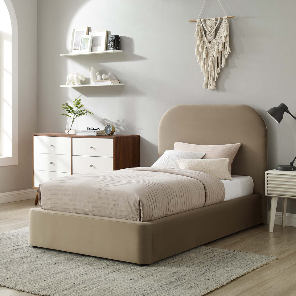 Keynote Performance Velvet Curved Twin Platform Bed by Modway
