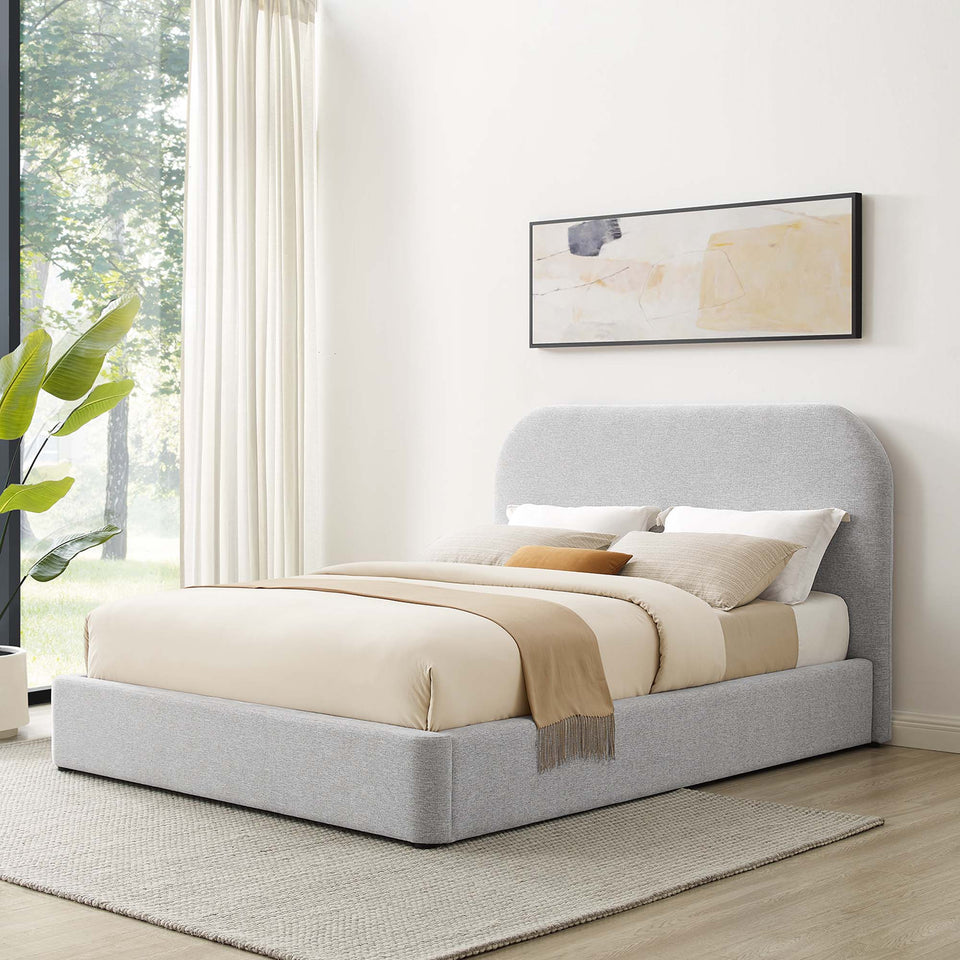 Keynote Upholstered Fabric Curved Queen Platform Bed by Modway