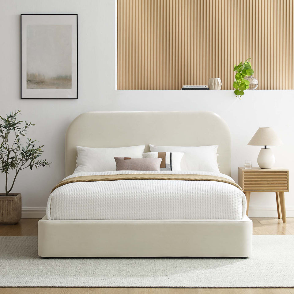 Keynote Performance Velvet Curved King Platform Bed by Modway