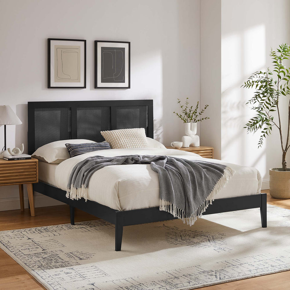 Sirocco Rattan and Wood Full Platform Bed by Modway