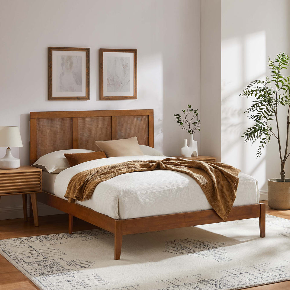 Sirocco Rattan and Wood Full Platform Bed by Modway