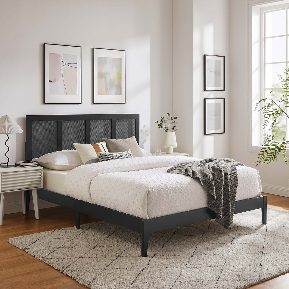 Sirocco Rattan and Wood Queen Platform Bed by Modway