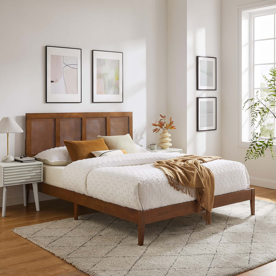 Sirocco Rattan and Wood Queen Platform Bed by Modway