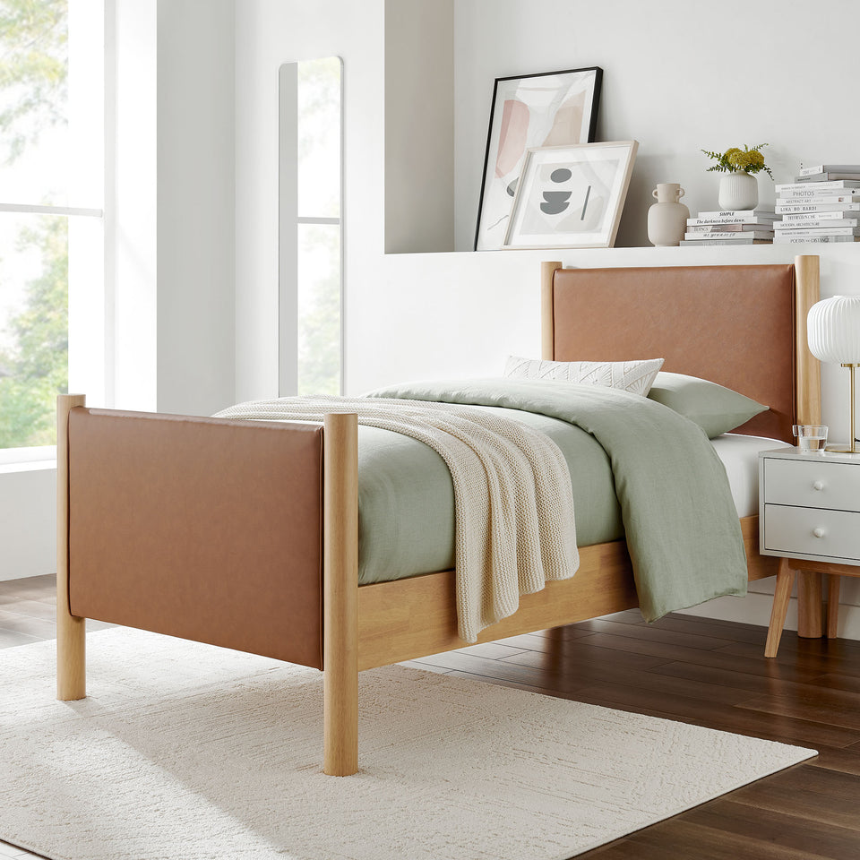 Maven Twin Size Vegan Leather Upholstered Platform Bed by Modway