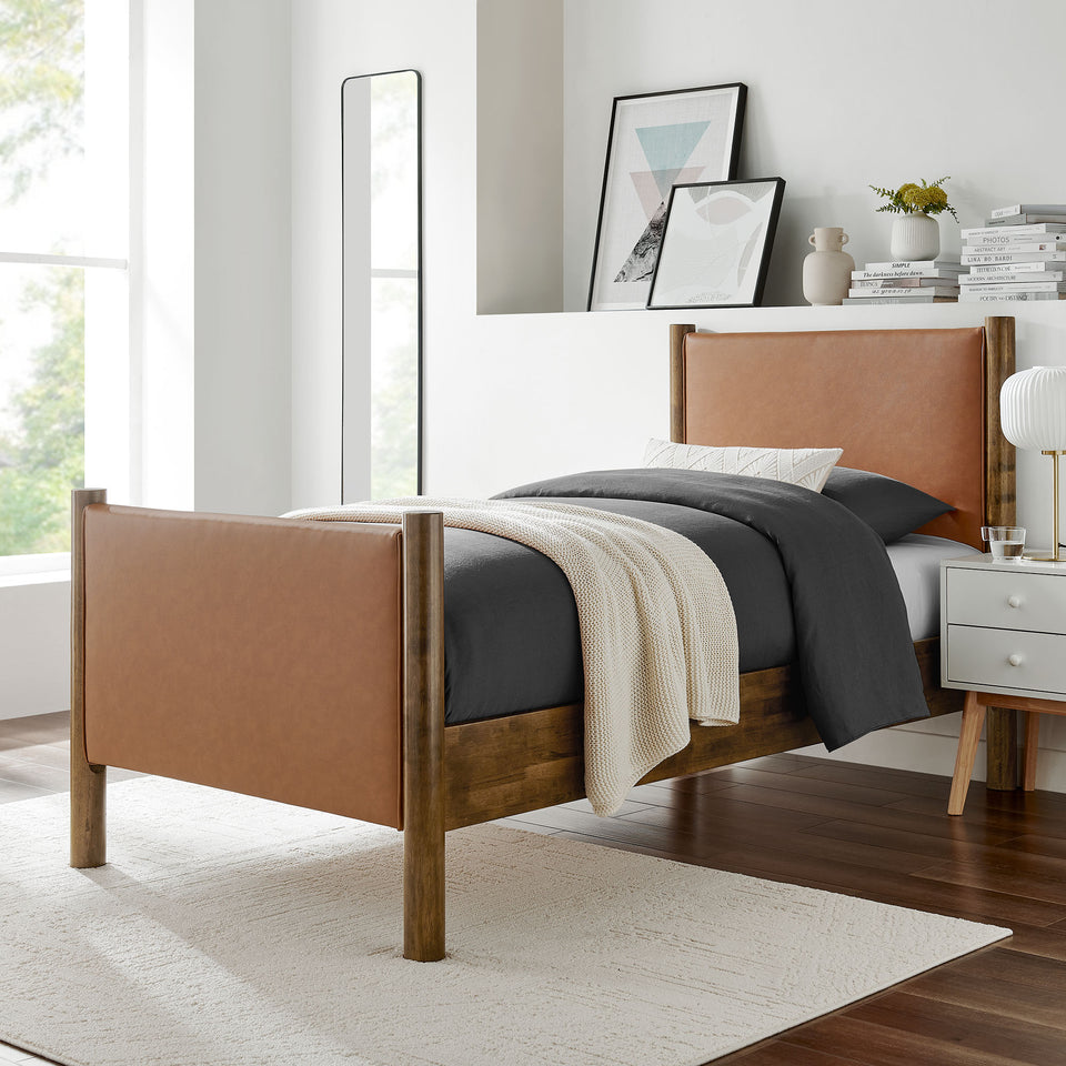 Maven Twin Size Vegan Leather Upholstered Platform Bed by Modway