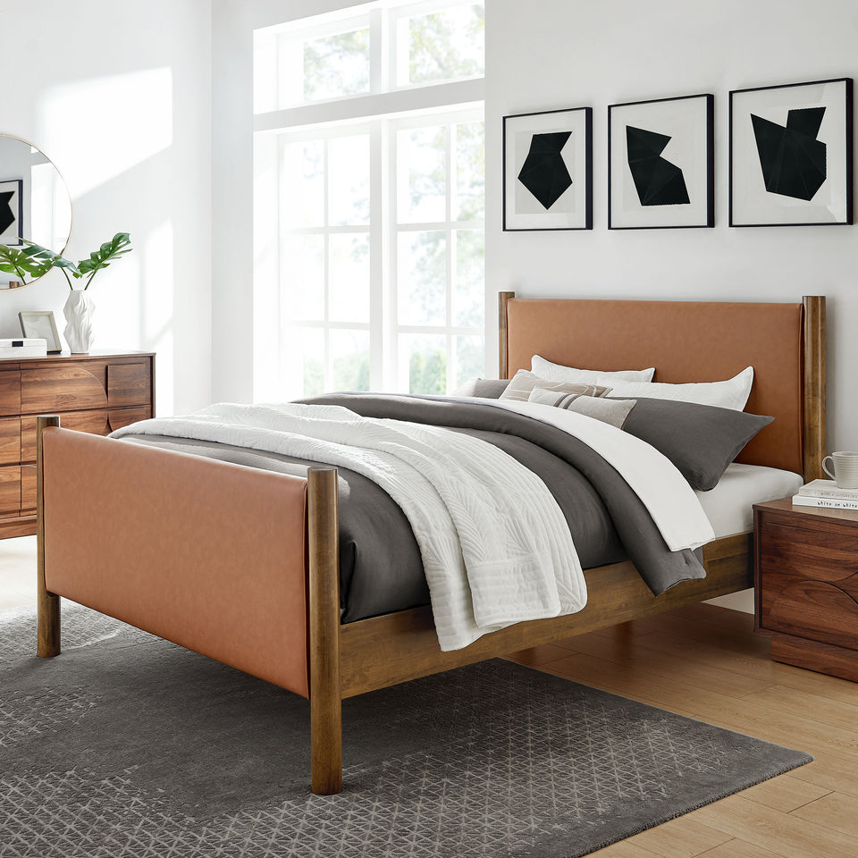 Maven Queen Size Vegan Leather Upholstered Platform Bed by Modway