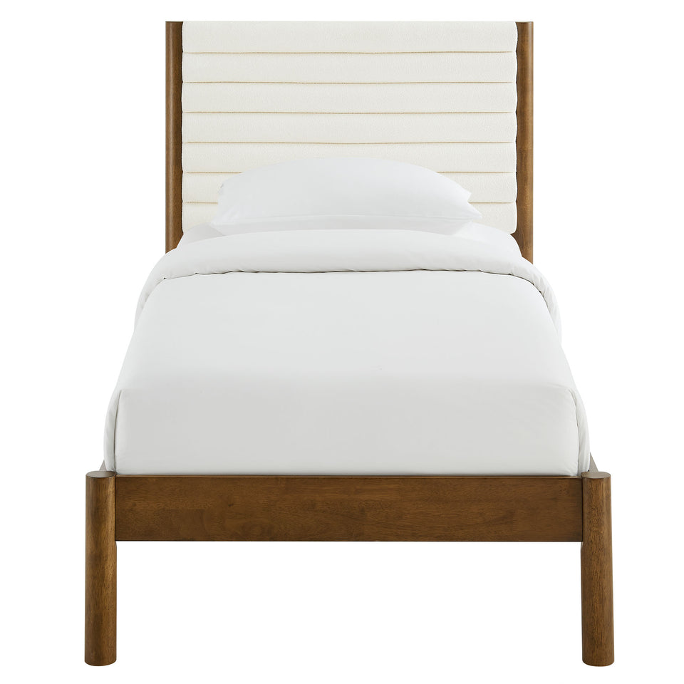 Olea Channel Tufted Boucle Solid Wood Twin Platform Bed by Modway