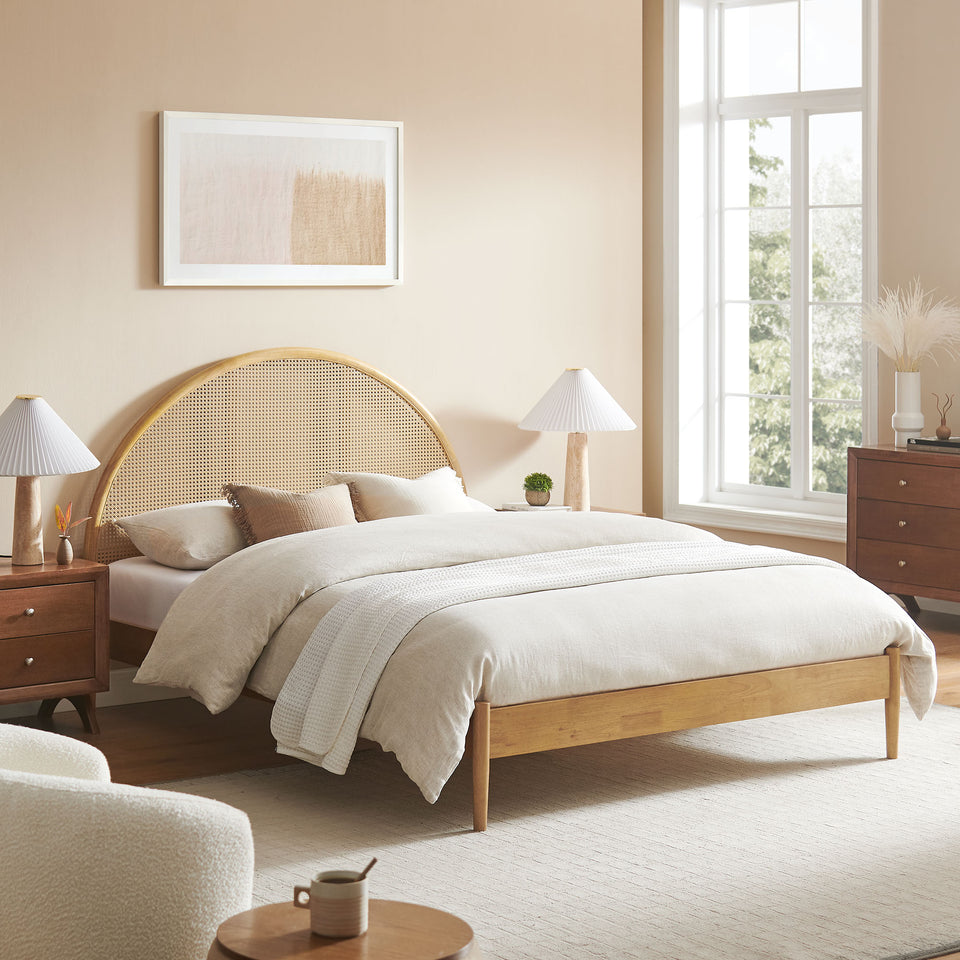 Odette Queen Arched Rattan Cane Platform Bed by Modway