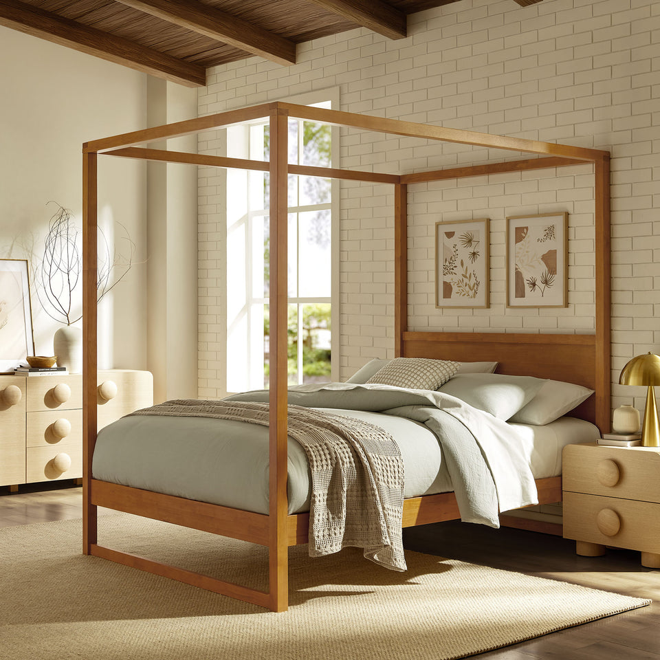 Alva Queen Wood Canopy Platform Bed by Modway