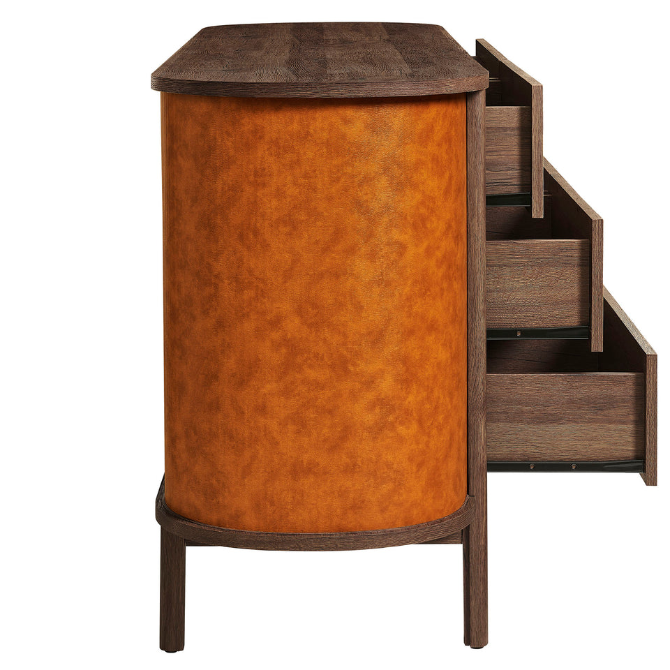 Coralie Curved 6-Drawer Vegan Leather Oval Dresser by Modway