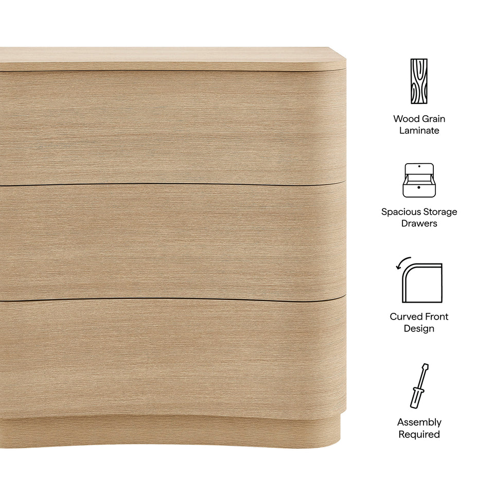 Mirae 3-Drawer Curved Compact Dresser by Modway