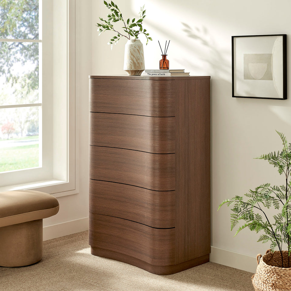 Mirae 5-Drawer Curved Dresser Chest of Drawers by Modway