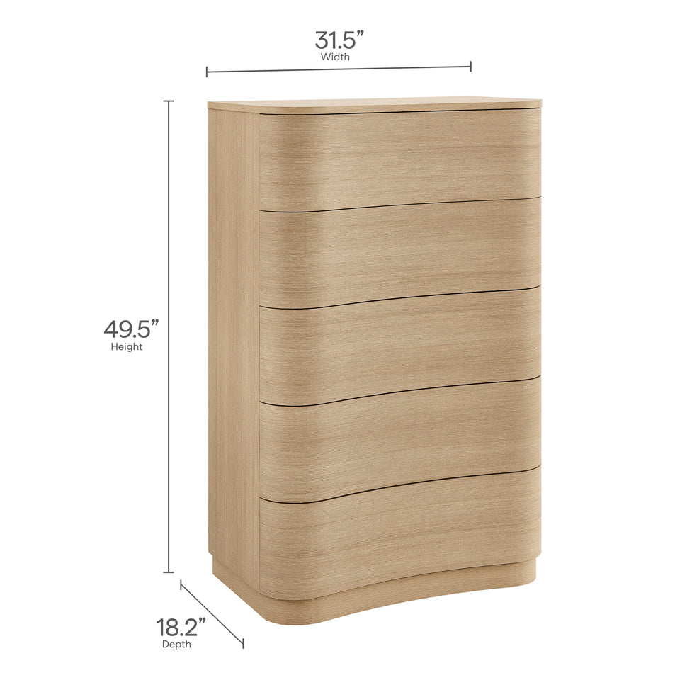 Mirae 5-Drawer Curved Dresser Chest of Drawers by Modway