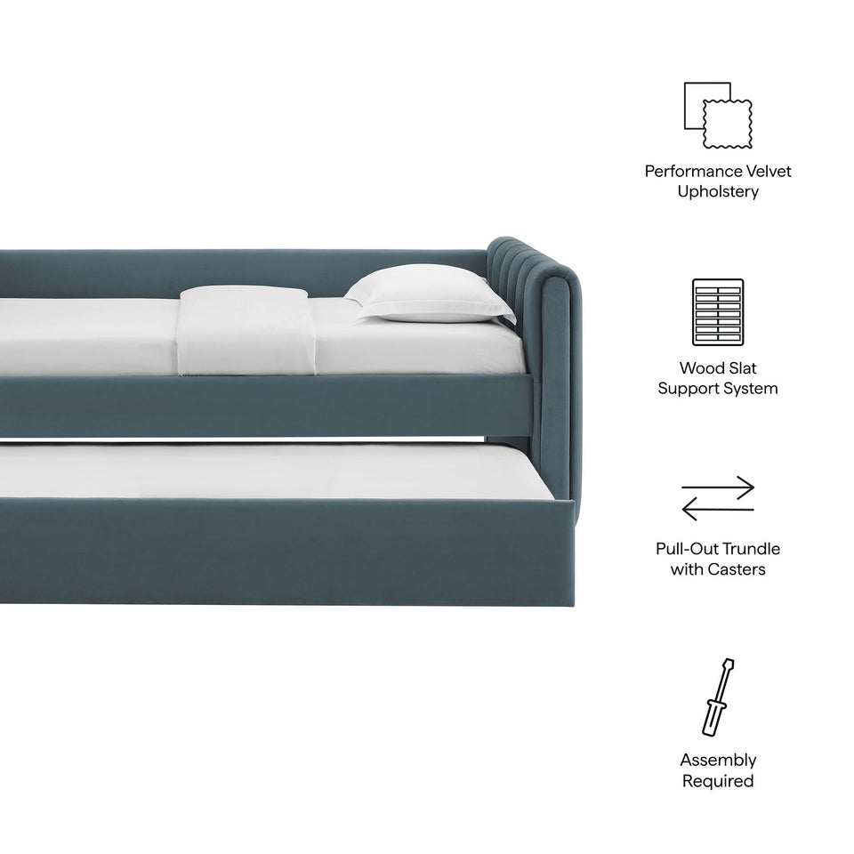 Veyla Channel Tufted Performance Velvet Twin Daybed With Trundle by Modway