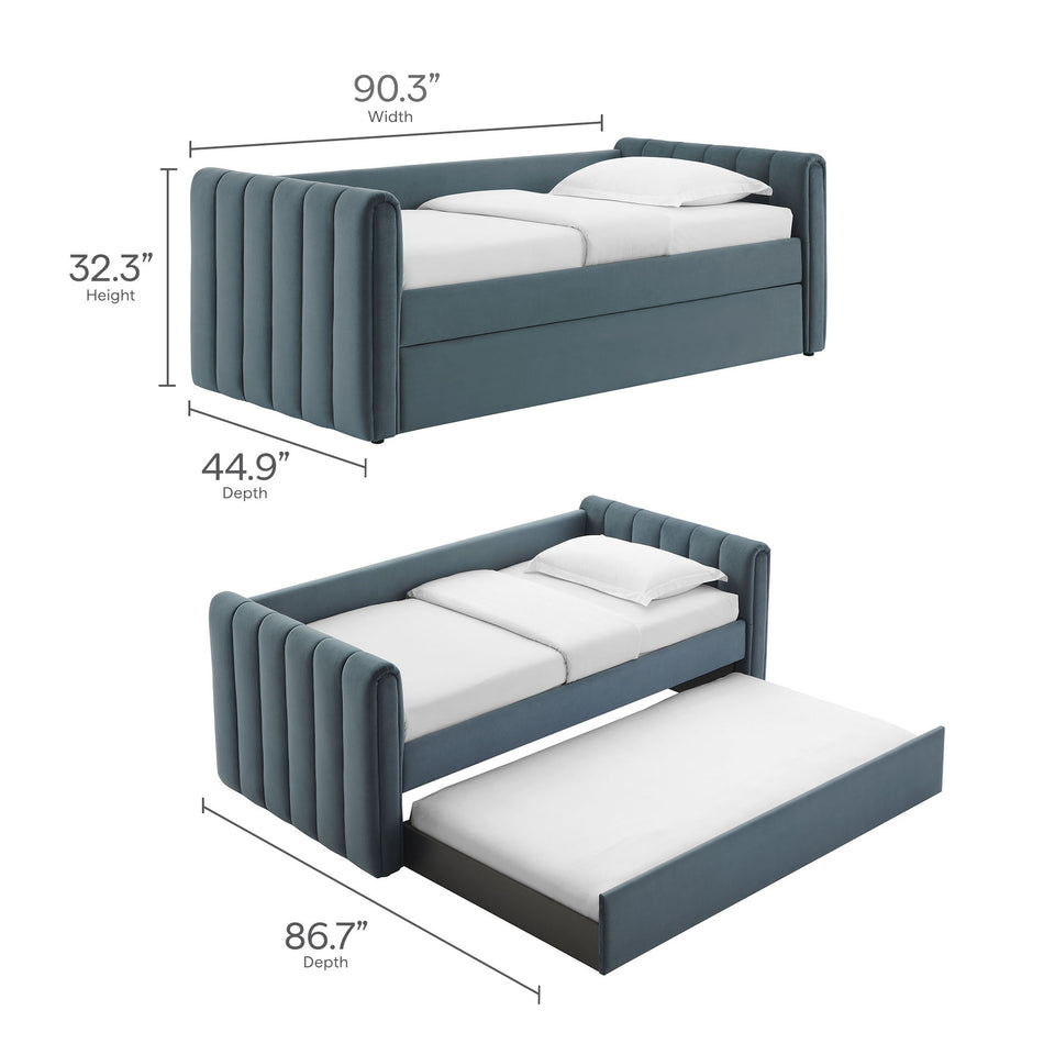 Veyla Channel Tufted Performance Velvet Twin Daybed With Trundle by Modway