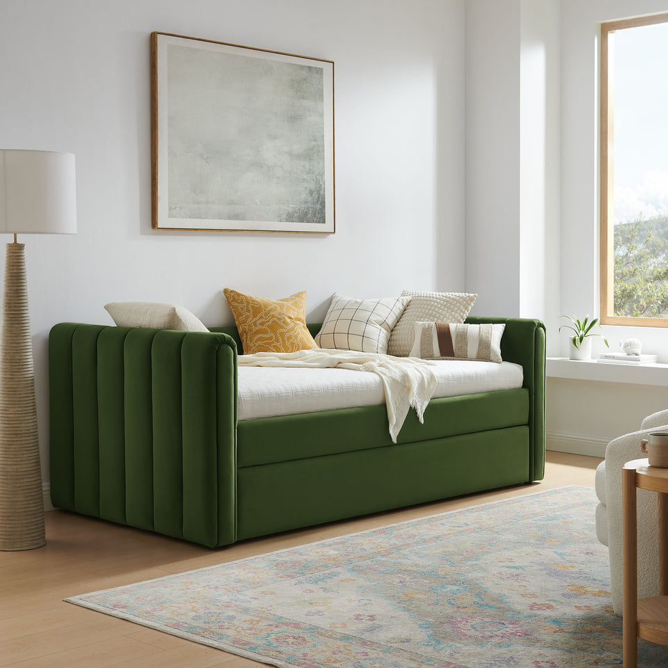 Veyla Channel Tufted Performance Velvet Twin Daybed With Trundle by Modway