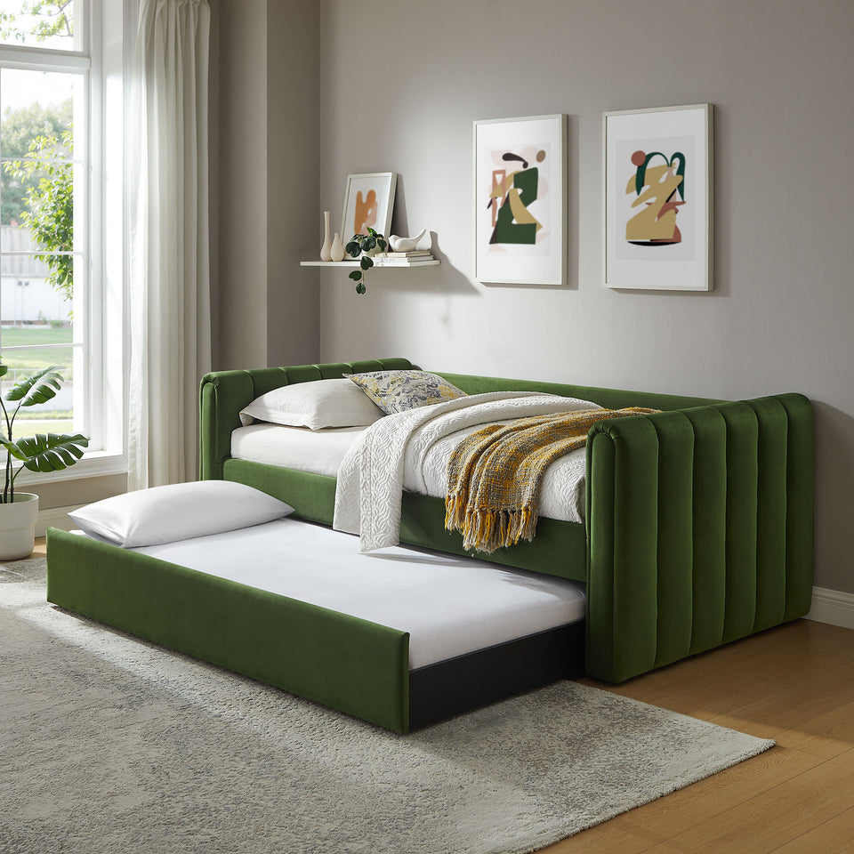 Veyla Channel Tufted Performance Velvet Twin Daybed With Trundle by Modway