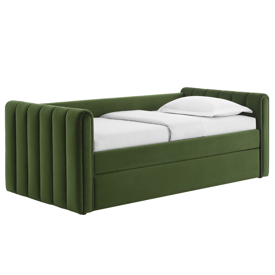 Veyla Channel Tufted Performance Velvet Twin Daybed With Trundle by Modway