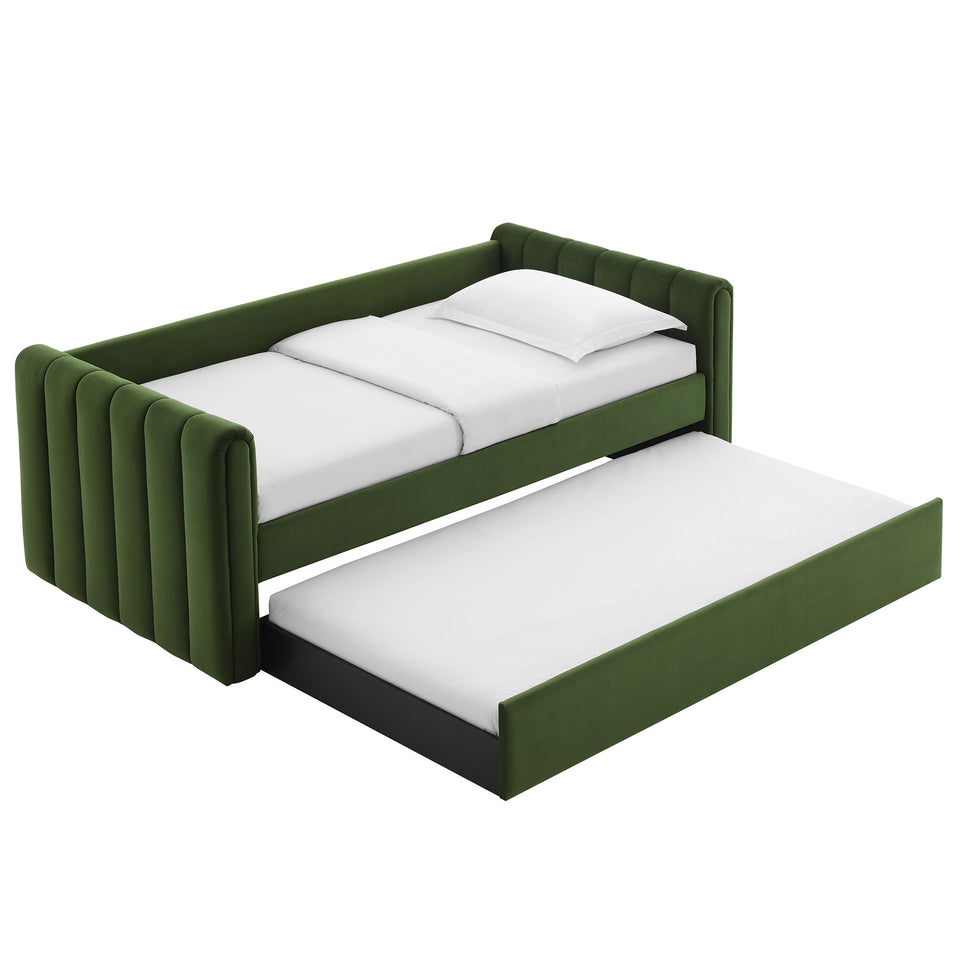 Veyla Channel Tufted Performance Velvet Twin Daybed With Trundle by Modway