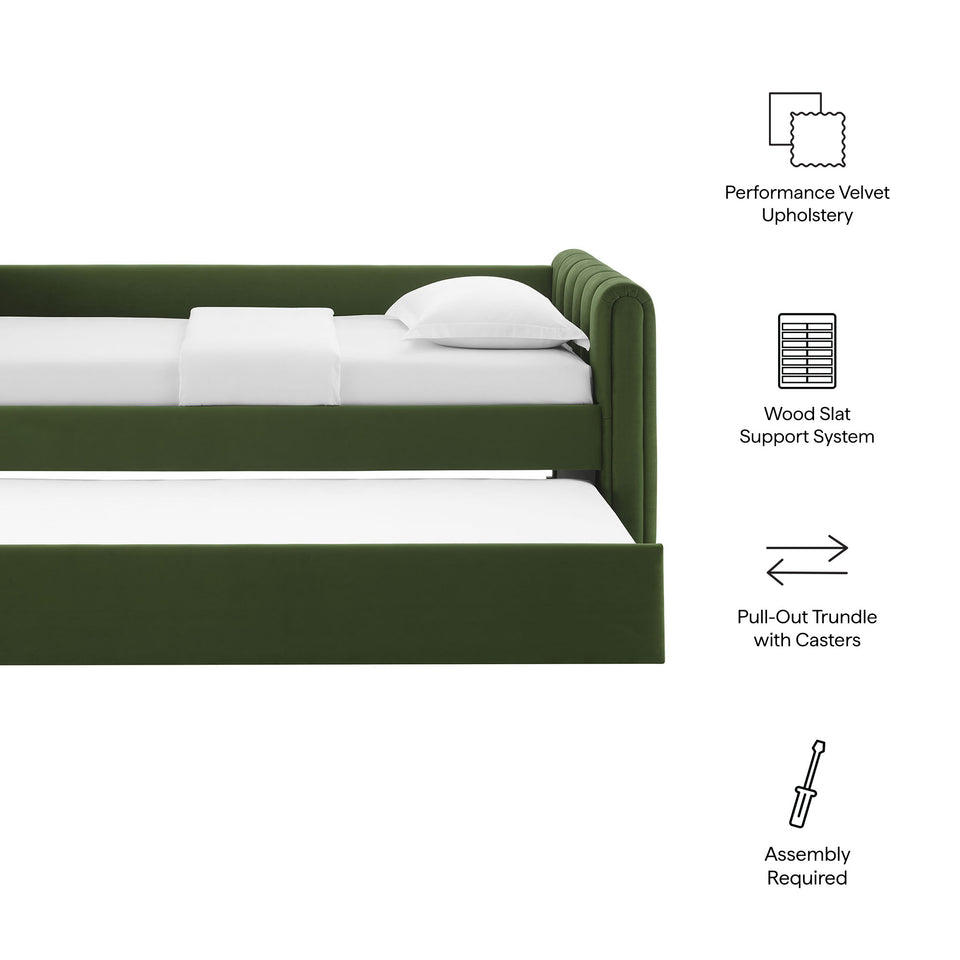 Veyla Channel Tufted Performance Velvet Twin Daybed With Trundle by Modway