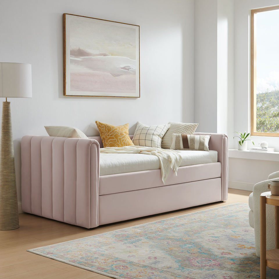 Veyla Channel Tufted Performance Velvet Twin Daybed With Trundle by Modway