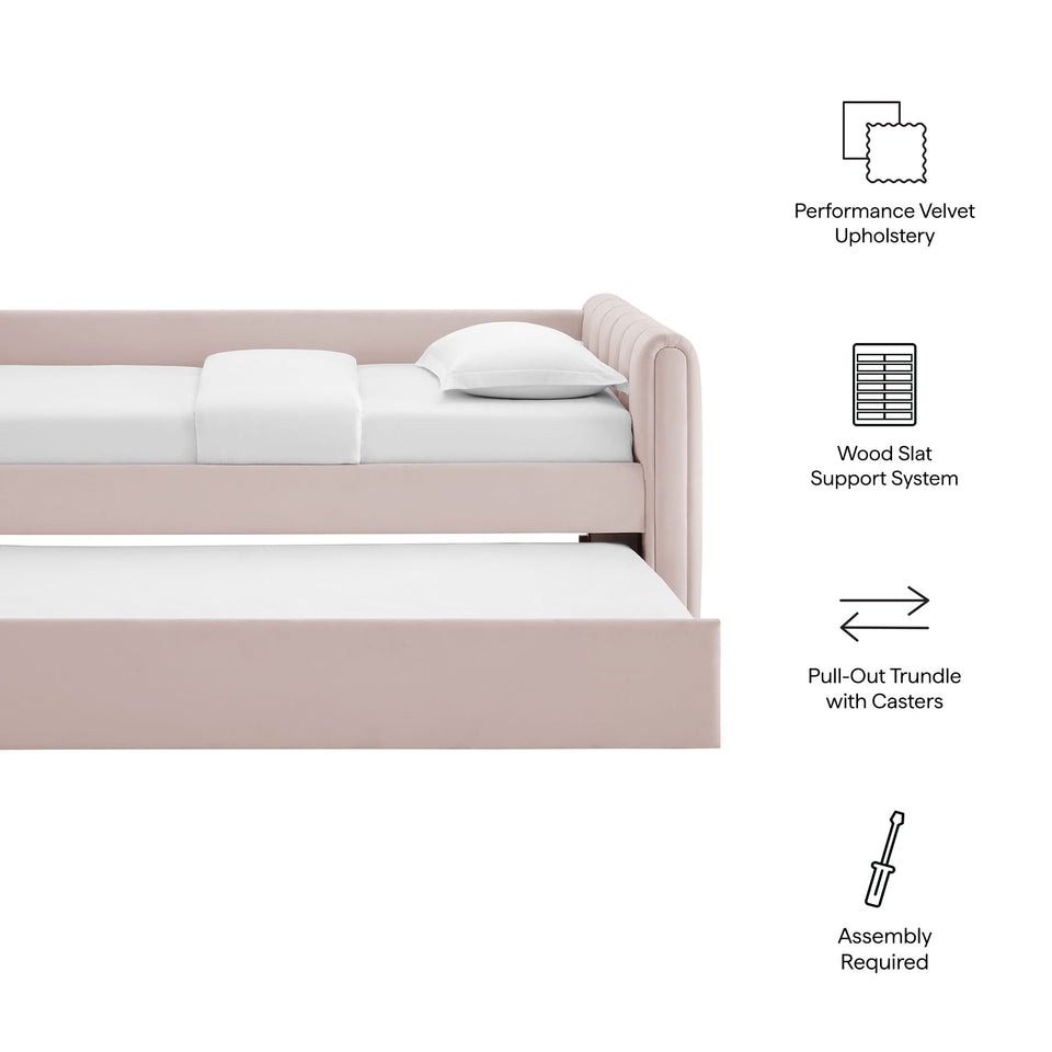 Veyla Channel Tufted Performance Velvet Twin Daybed With Trundle by Modway