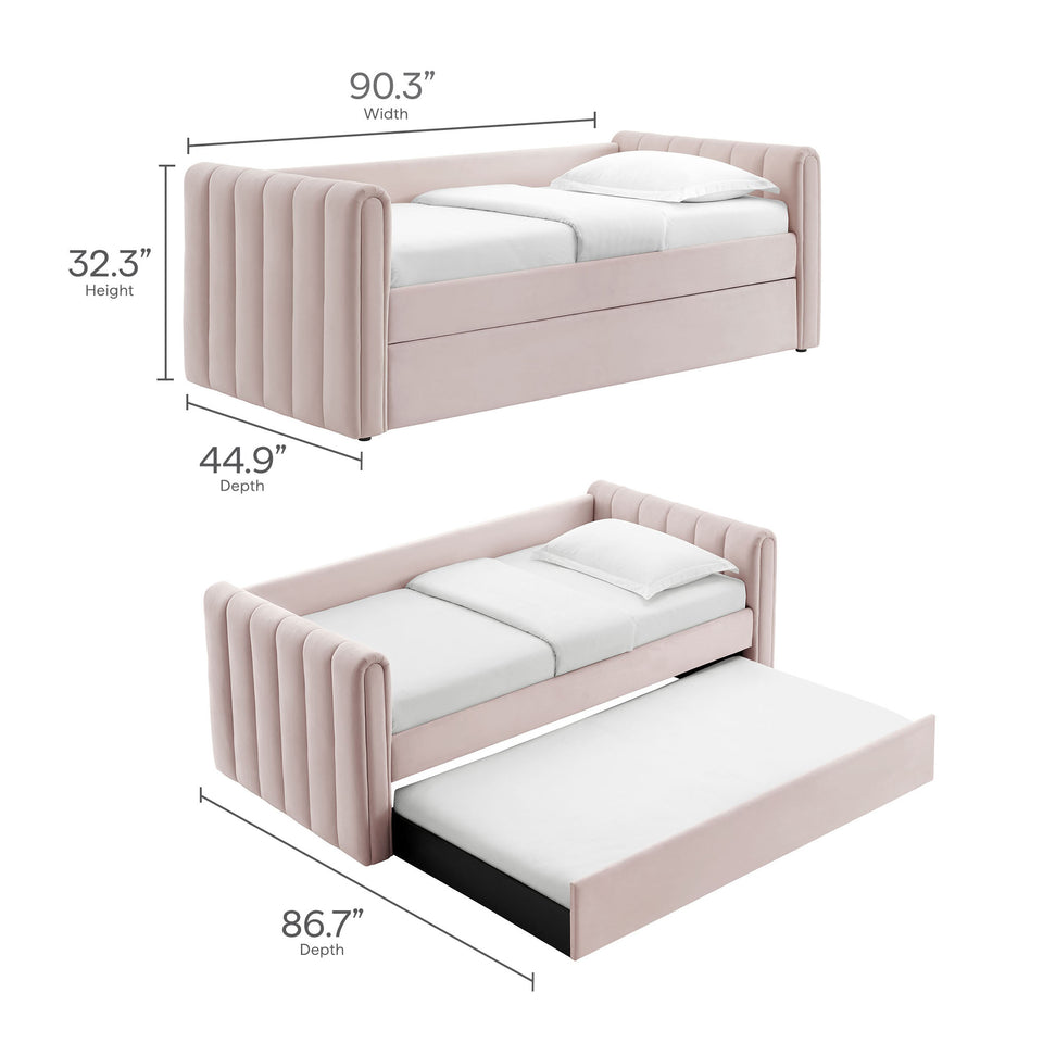 Veyla Channel Tufted Performance Velvet Twin Daybed With Trundle by Modway