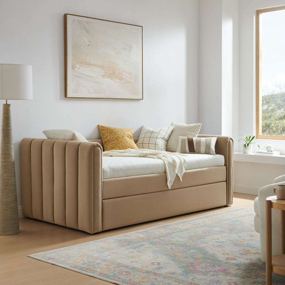 Veyla Channel Tufted Performance Velvet Twin Daybed With Trundle by Modway