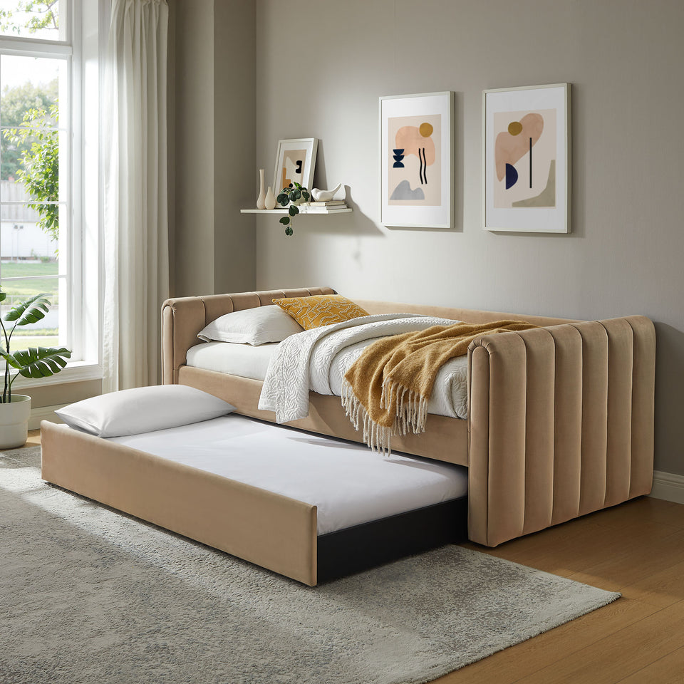 Veyla Channel Tufted Performance Velvet Twin Daybed With Trundle by Modway