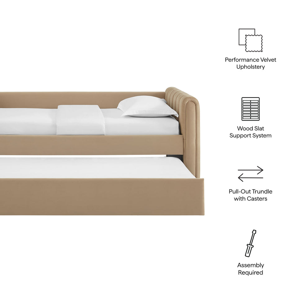 Veyla Channel Tufted Performance Velvet Twin Daybed With Trundle by Modway