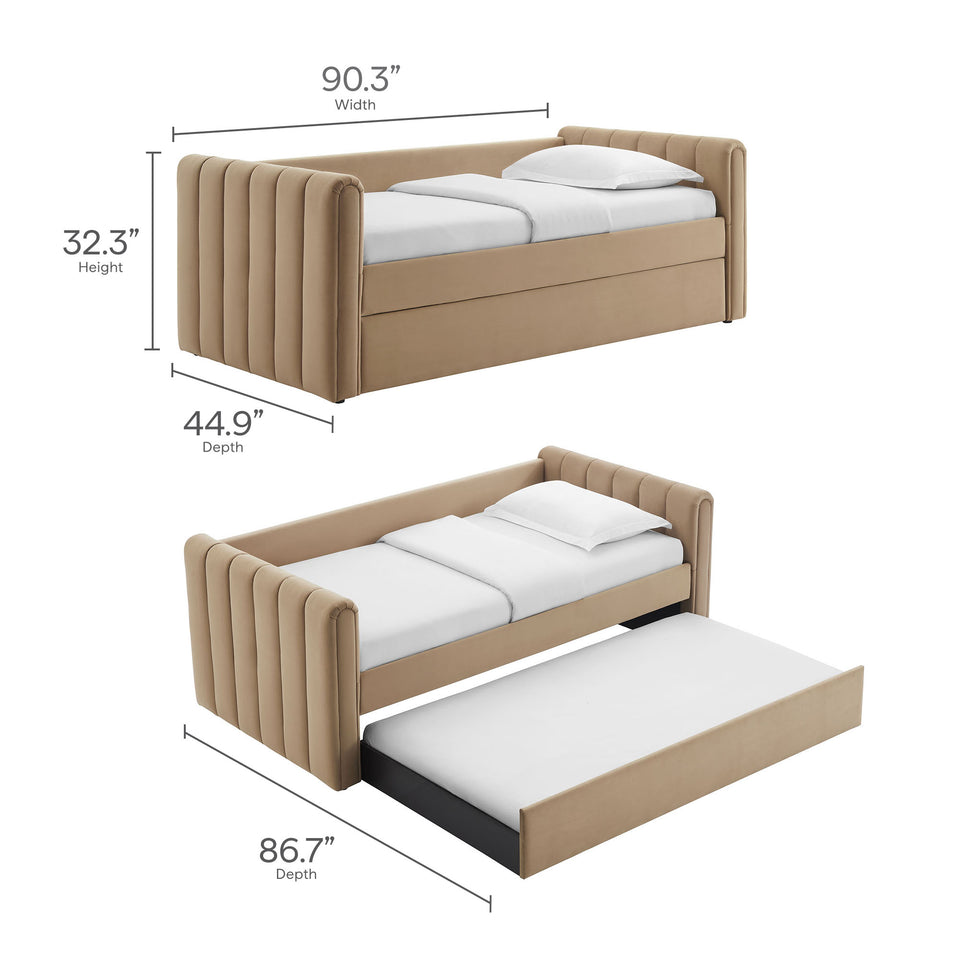 Veyla Channel Tufted Performance Velvet Twin Daybed With Trundle by Modway
