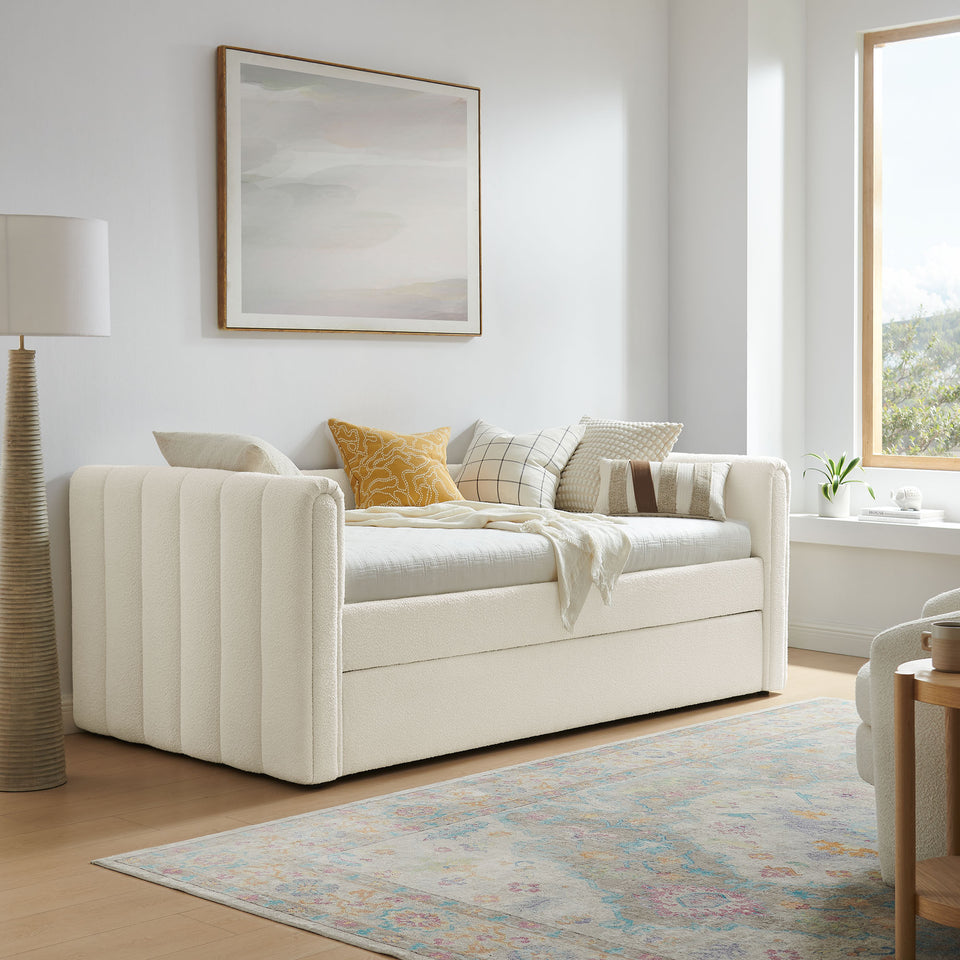 Veyla Channel Tufted Boucle Twin Daybed With Trundle by Modway