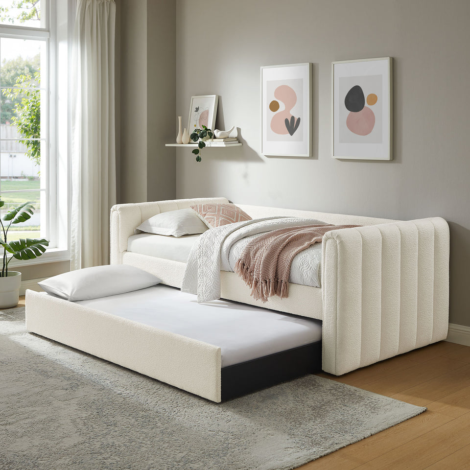 Veyla Channel Tufted Boucle Twin Daybed With Trundle by Modway