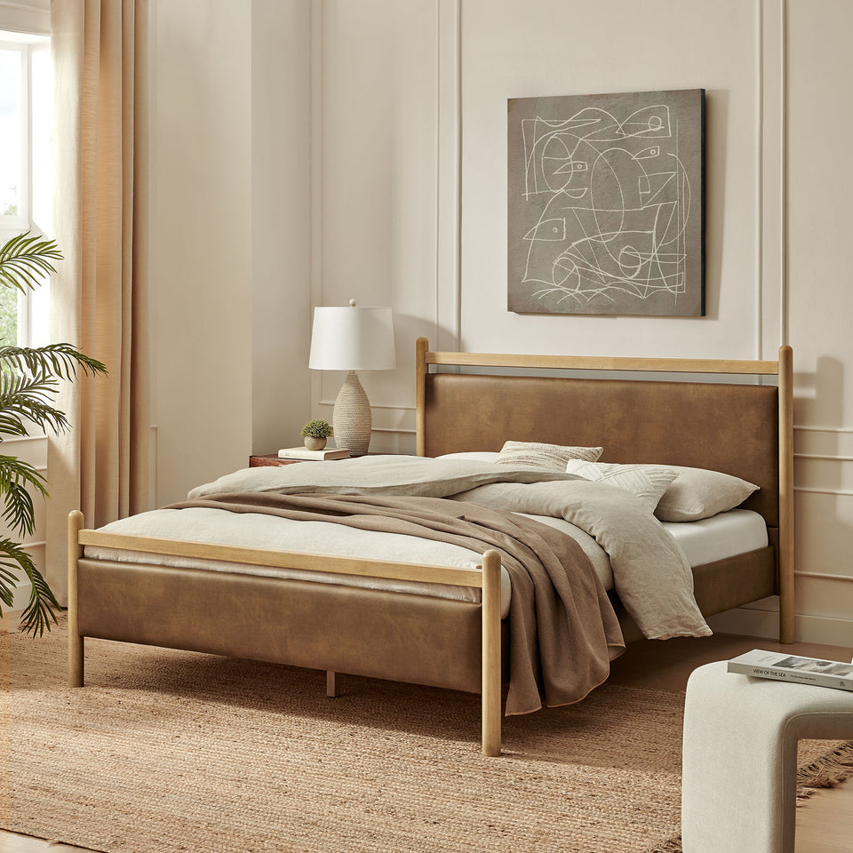 Ginny Full Size Vegan Leather Platform Bed Frame by Modway
