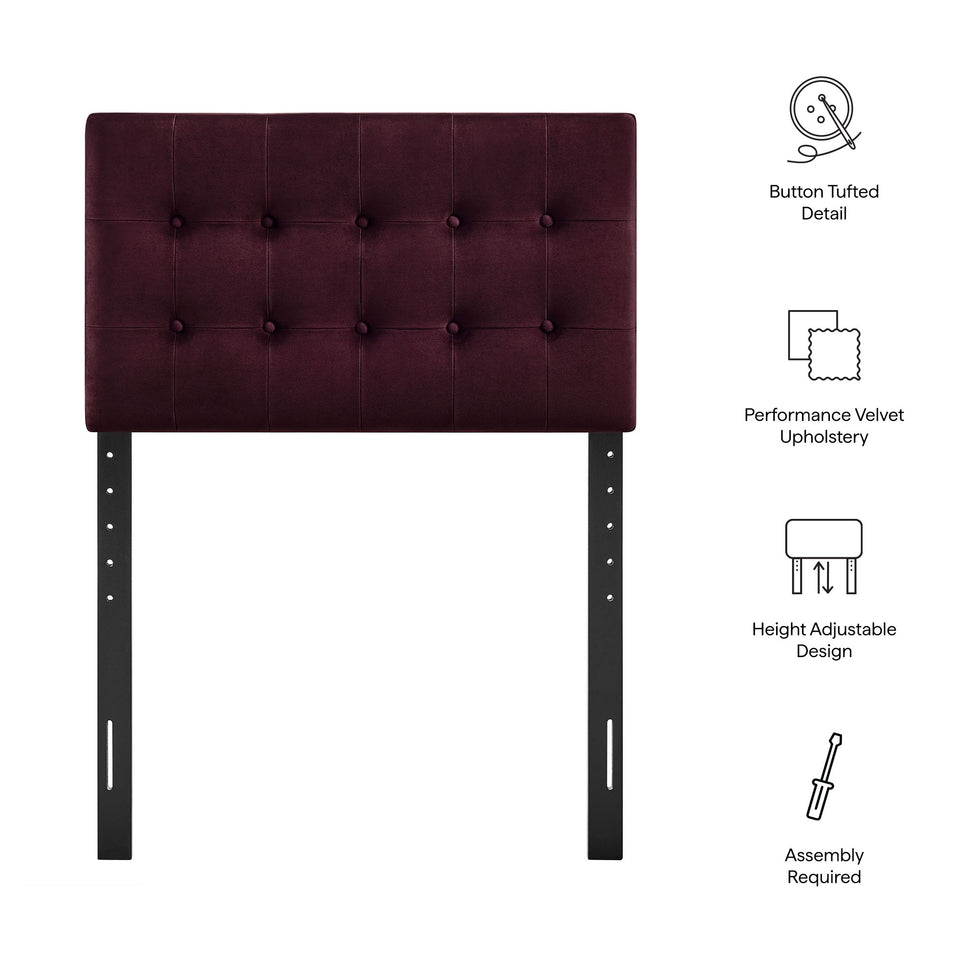 Emily Stain-Resistant Performance Velvet Twin Size Headboard by Modway