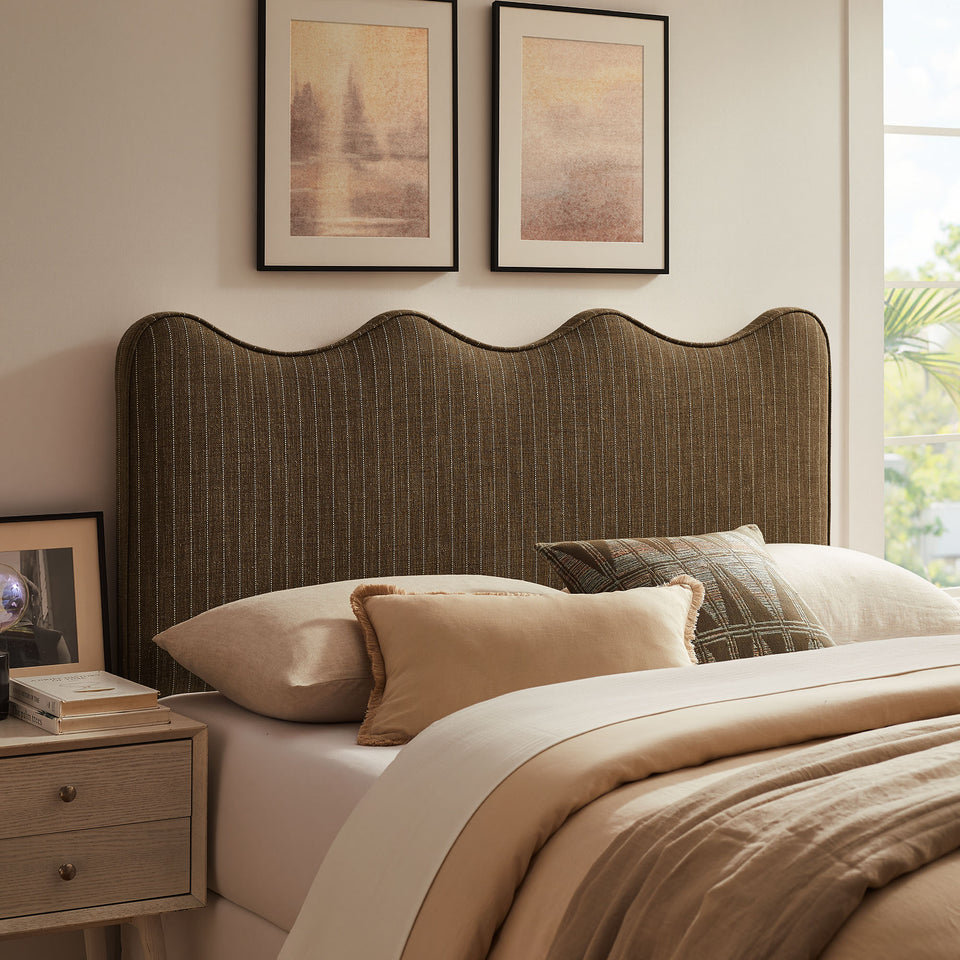 Athena Striped Fabric Upholstered Full Size Headboard by Modway