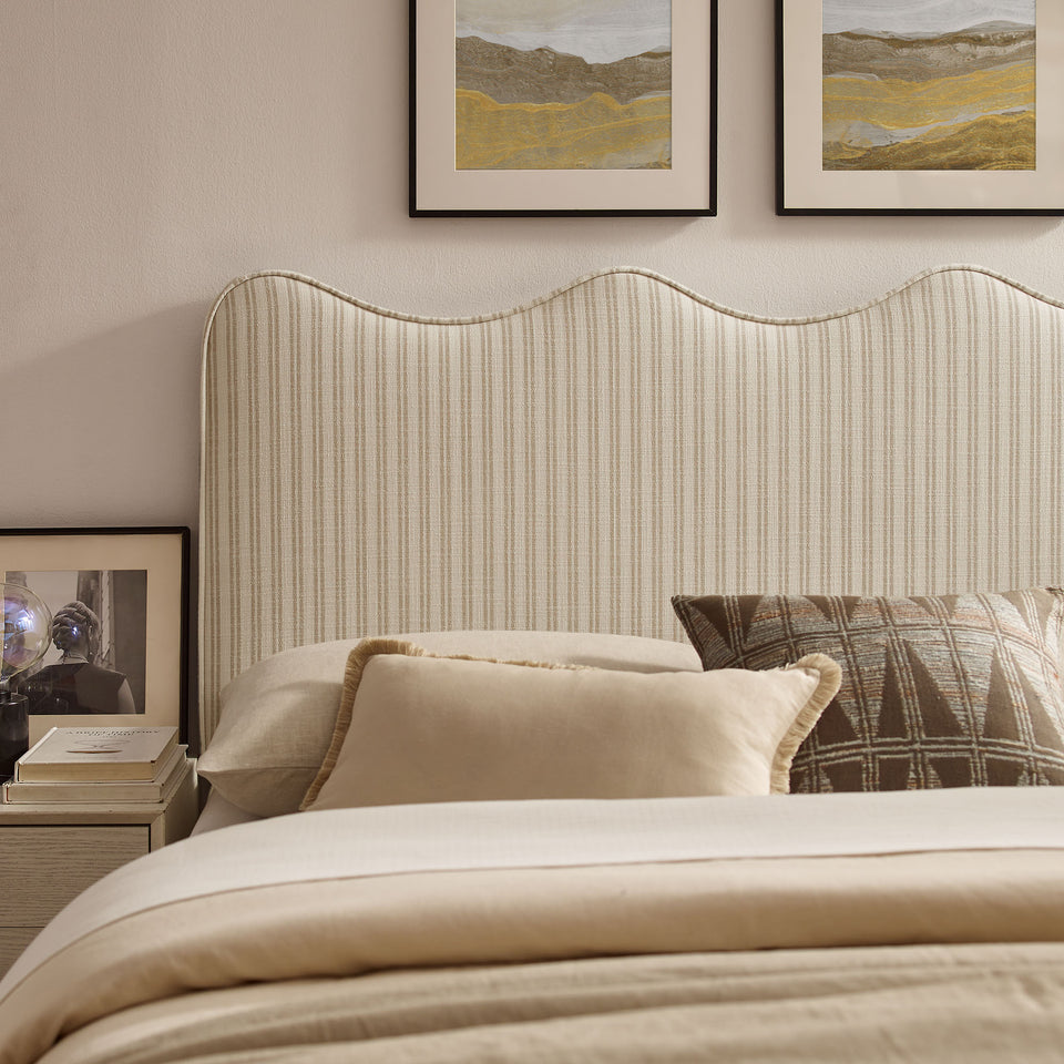 Athena Striped Fabric Upholstered Full Size Headboard by Modway