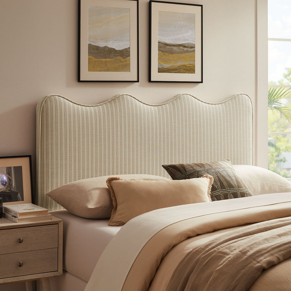 Athena Striped Fabric Upholstered Full Size Headboard by Modway